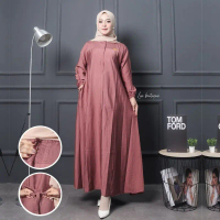 【NEW】 DRESS GAMIS POLOS WANITA SIMPEL ELEGAN POLO LINEN / GAMIS KONDANGAN / GAMIS JUMBO