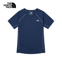 【The North Face 官方旗艦】北面女款藍色吸濕排汗涼感防曬短袖T恤｜87VSTKI