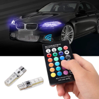 Bóng đèn điều khiển từ xa hình nêm ô tô, 2 chiếc, 6SMD RGB LED T10 5050, Đèn nhiều màu, # 303638