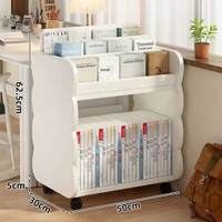 實木帶輪書架學生書櫃置物櫃實木書架置物架多層收納落地靠牆櫃子