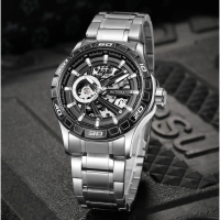 DISKON Jam tangan  Evans Jayden Jam Tangan Pria 9565 Rantai Automatic Movement Stainless Steel Kaca 