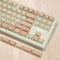 ECHOME Imitation Woodgrain Keycap Set Translucency PBT Keyboard Cap Side-engraved Cherry Profile Key Cap for Mechanical Keyboard
