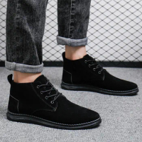 Fashion Men Shoes Luxury Suede Men Chelsea Boots 2024 New Comfortable Lace Up Ankle Boots Outdoor Casual High Quality Men Boots