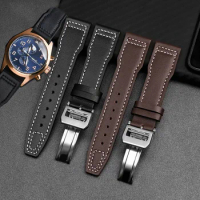 20mm 21mm Watchband For IWC Spitfire Pilot Little Prince Mark 18 Genuine Leather Watch Bracelet Universal Strap Male Brown Black