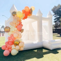 free air ship to door,party rental inflatable bounce house with slide,commercial wedding white bouncy castle for adults and kids