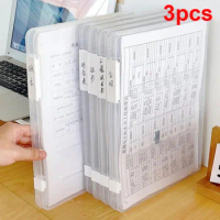 3pcs A4 File Storage Box Transparent Portable Folder Document Case Organizer Archive Box Test Paper Storage File Folder Boxes