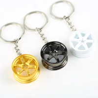 Fashion Te37 Wheel Rim Hub Tuning Men Women Keychain Keyring Pendent Car Auto Accessories Chrome Key Chain