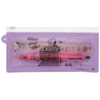 小禮堂 史努比 日製 兩件式文具組 附夾鏈袋 直尺 多色筆 原子筆 (紫 蛋糕) 4901770-649184