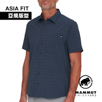 【Mammut 長毛象】Lenni Shirt AF Men 機能短袖格紋襯衫 男款 海洋藍/黑 #1015-01660