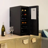 Urban Series 12 Bottle Dual Zone Wine Cooler, Black, Thermoelectric Wine Fridge, Freestanding Wine Cellar, Red, White