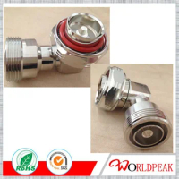 Free shipping Wholesale 5pcs IP67 7/16 Din male plug to 7/16 Din female jack right angle 90degree RF adapter