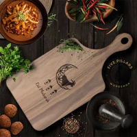 2024 Engraved Eid Mubarak Arabic Text Bamboo Pizza Chopping Cutting Board Gift in Wood Kitchen Eid Mubarak Favors Decorations