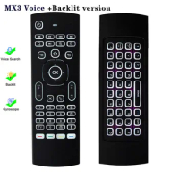 Backlit MX3 Air Mouse Smart Voice Remote Control 2.4G Wireless Keyboard IR Learning For Android 11.0 10.0 TV BOX Android 11 10 9