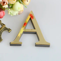 Acrylic Letter Stickers Alphabet Gold For Wall Art Mural Decorations 20cm 3D Mirror DIY Name Wedding Party Home Decor Decals