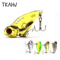 TKAHV Vibration Winter Hard Fishing Lure Treble Hooks 5g 7g 10g 12g 14g 20g Spinner Spoon VIB Carp Bass Jigging Metal Swimbait