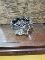日本回流藝術煙灰缸灰皿水晶玻璃材質，很重，全品無毛病，直徑1