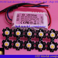 10pcs 3W warm white 3000-3500K Led lamp beads + 1pcs 6- 10x3W led driver kit 3W led DIY led light