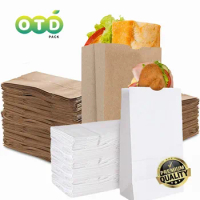 White and Kraft Paper Bags Gift Bags for Bakery,Cookies,Treats,Snacks,Multipurpose Use,Party Christmas supplies