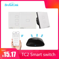 Broadlink TC2 1/2/3Gang EU Standard Light Switch Modern Design White Touch Panel Wifi Wireless Smart Control Via RM Pro/RM4 pro