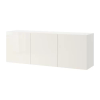 BESTÅ 上牆式收納櫃組合, 白色/selsviken 高亮面 白色, 180x42x64 公分