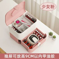 手提化妝品收納盒防灰塵 口紅甲油膠塑膠收納盒 飾品髮飾收納箱