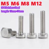 1/3pcs M5 M6 M8 M10 M12 304 Stainless Steel T Shape Type Hammer Head Screw Groove Bolt for T-Slot Chute Rail Miter Track GB37