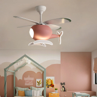 兒童房風扇燈2021年新款飛機吊扇燈臥室男孩女孩變頻遙控風扇吊燈
