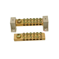 1 In 12 Out Brass Wiring Row Grounding Zero Ground Strip Double Row 6 Hole High Current Copper Terminal