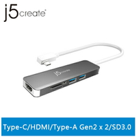 j5create JCD372 USB-C Gen2超高速 5合1擴充集線器