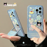 Sanrio Cinnamoroll Kuromi Mymelody Kawaii 14 Apple 13Promax Mobile Phone Case Iphone12 Folding Bracket Soft Case