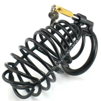 Black Penis Cage Male Chastity Lock Device Cock Ring Metal Chastity Cage Erotic Adult Sex Toys For Men Cbt Bondage CB6000