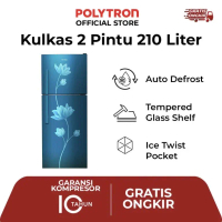 Polytron Kulkas 2 Pintu Metallic 210 Liter PRB 219B dengan Auto Defrost Tempered Glass Shelf & Ice T