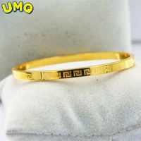 Euro Jewelry Bracelet with Color Plated 100% Real Gold 24k Pure Bangle Will for a Long Time Pure 18k 999 Gold Jewelry