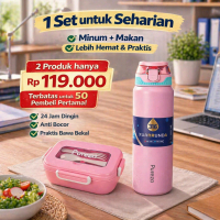 Set Botol Minum 800ml 316 Stainless Lunch Box Pureza Anti Bocor 24 Jam Dingin Cocok Kantor Kampus & 