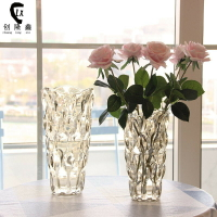 美式輕奢水晶玻璃鮮花花瓶客廳插花瓶餐桌電視柜現代家居飾品擺件
