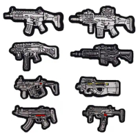 Mini Sniper Rifle Submachine Gun Rifle Tactical Samurai Embroidery Iron on Backing Patch Punk Badge In Bag Jacket Arm Hat