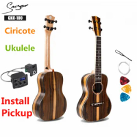 Ukulele 21 23 26 Inches Ciricote Ebony Mini Electric Soprano Concert Tenor Acoustic Guitar 4 Strings Ukelele Pickup Retro Matte