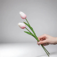 【Floral M】荷蘭蜜桃鬱金香櫻花粉仿真花花材（5入/組）(人造花/塑膠花/假花/裝飾花)