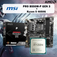 NEW MSI PRO B550M-P GEN3 Motherboard + AMD Ryzen 5 4650G R5 4650G CPU Suit Socket AM4 without cooler