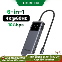 Ugreen Uno 6-in-1 HUB 4K@60Hz 10Gbps Robot HUB PD100W USB A USB C HDMI Type C Adapter Computer