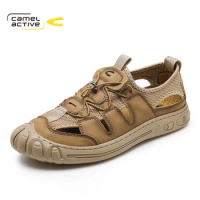 Camel Active New PU Leather Sandals Men Shoes Business Casual Slippers Open Toe Beach Sandalias Hombre