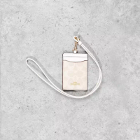 Coach Lanyard COACH MONOGRAM IVORY WHITE BEIGE LANYARD CARD HOLDER 100% ORIGINAL