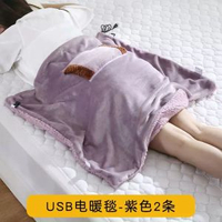 USB電熱暖身毯車載低壓戶外小型單人學生宿舍蓋毯USB介面插電加熱60*80【淡紫色】USB暖身毯丨2條裝