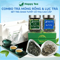 Combo Bạch Trà Tiên và Lục Trà Shan Tuyết Cổ Thụ Happy Tea – Set 2 Lọ Trà Thượng Hạng, Quà Tặng Biếu