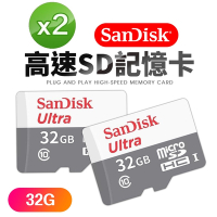 【2入組】SanDisk晟碟32GB Ultra microSDHC C10記憶卡100MB/s(SDSQUNR-032G-GN3MN)