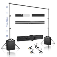 2.6x3M/8.5x10ft Photo Video Studio Backdrop Background Stand, Adjustable Telescopic Background Support System with Carry Bag