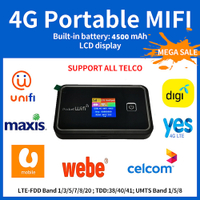 Modem 4G LTE Wireless WiFi Router 4500mAh 150Mbps Wireless Router dengan fungsi Bank kuasa USB Dongle kad Sim Pocket Wifi