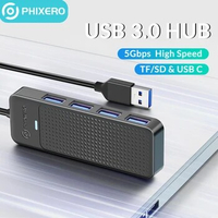 PHIXERO 4 Port USB C HUB 3.0 Type C PD100W Card Read Multi Splitter Adapter OTG For Xiaomi Lenovo Macbook iPad Pro PC Computer