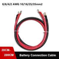 8/6/4/2AWG 10/16/25mm2 Battery Connection Cable Copper Wire with SC Terminal For Car Battery Series and Parallel, UPS, Inverter