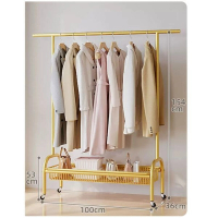 多功能衣帽架 晾衣架 簡約掛衣櫃 曬衣架【經典款【80cm輕奢金】 單層】 